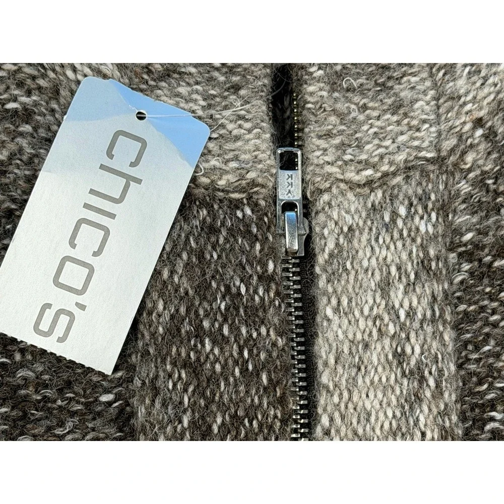 Chico's Wool Blend Ombre Rendezvous Zip Long Cardigan Sweater Womens Size 2 NWT
